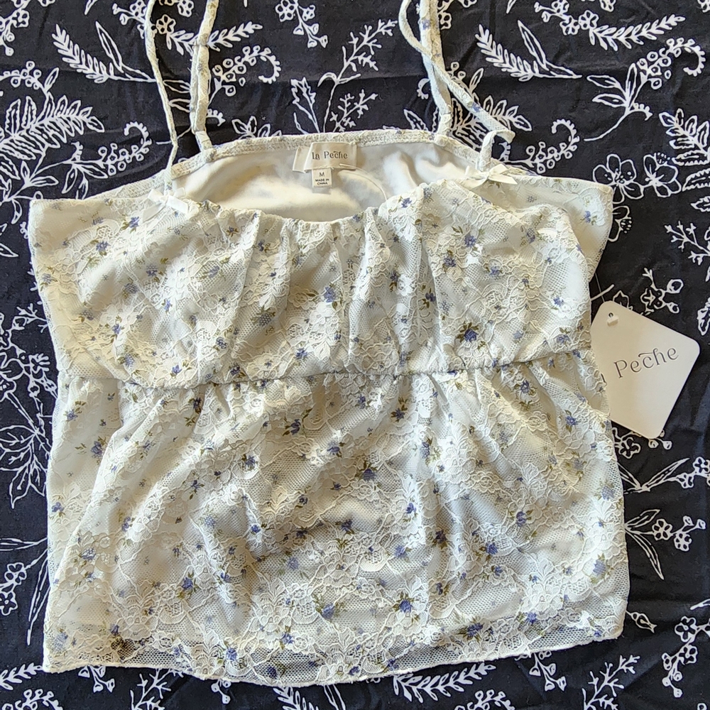Floral Lace Camisole - Cream